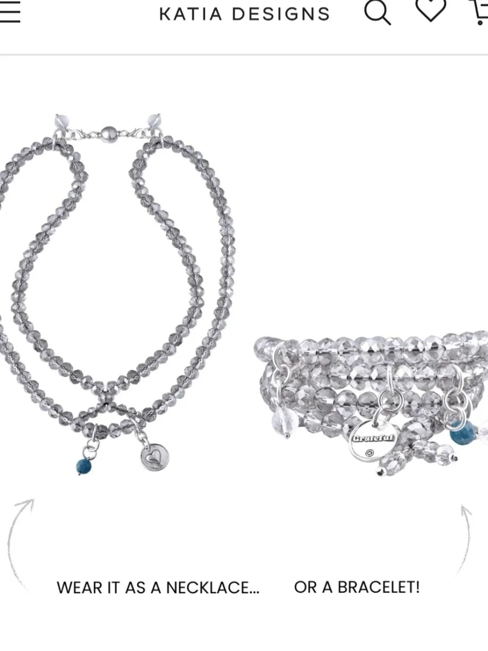 Katia Designs Grateful Crystal Boho Wrap Bracelet/Necklace